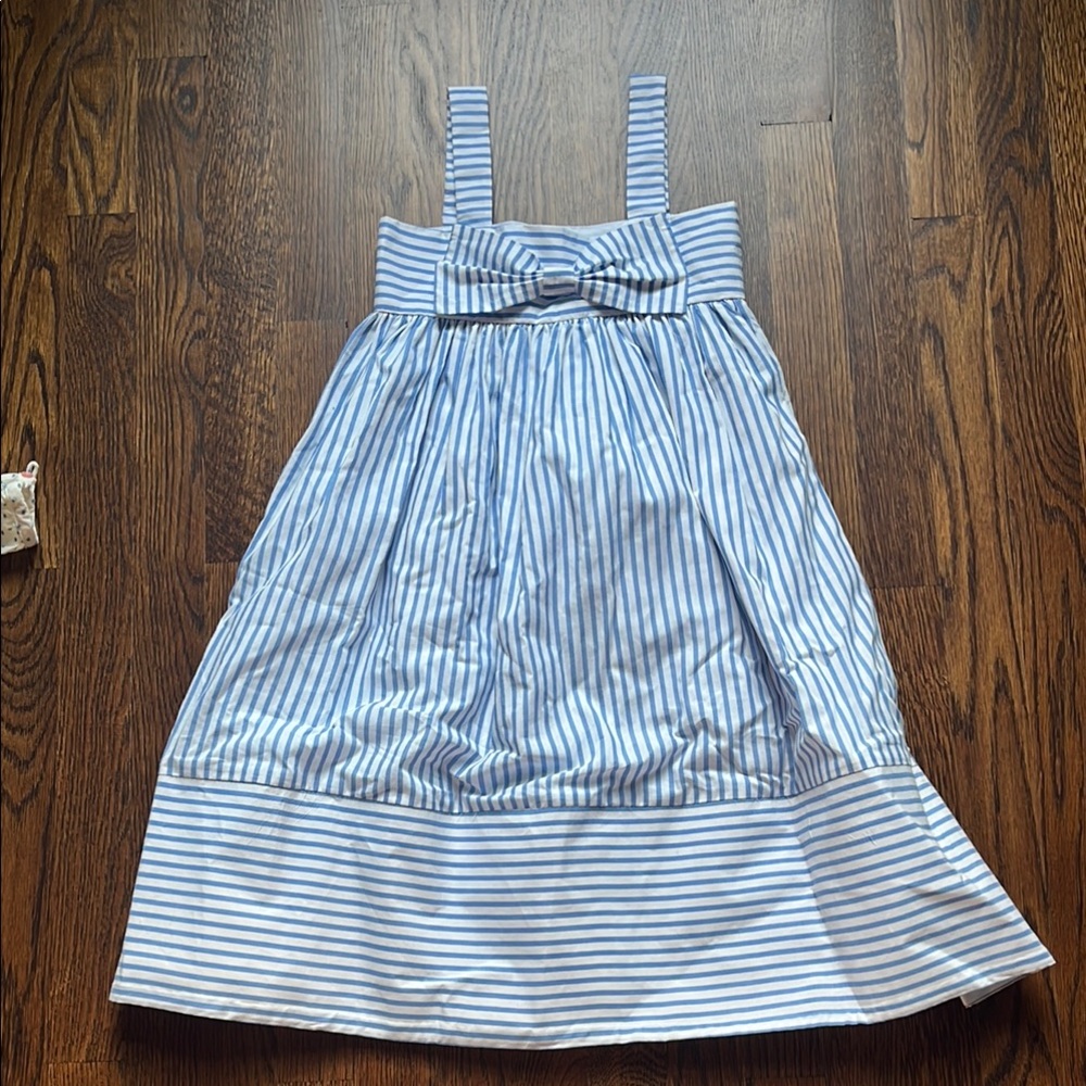 Striped Blue & White Bow-Front Girls' Sundress